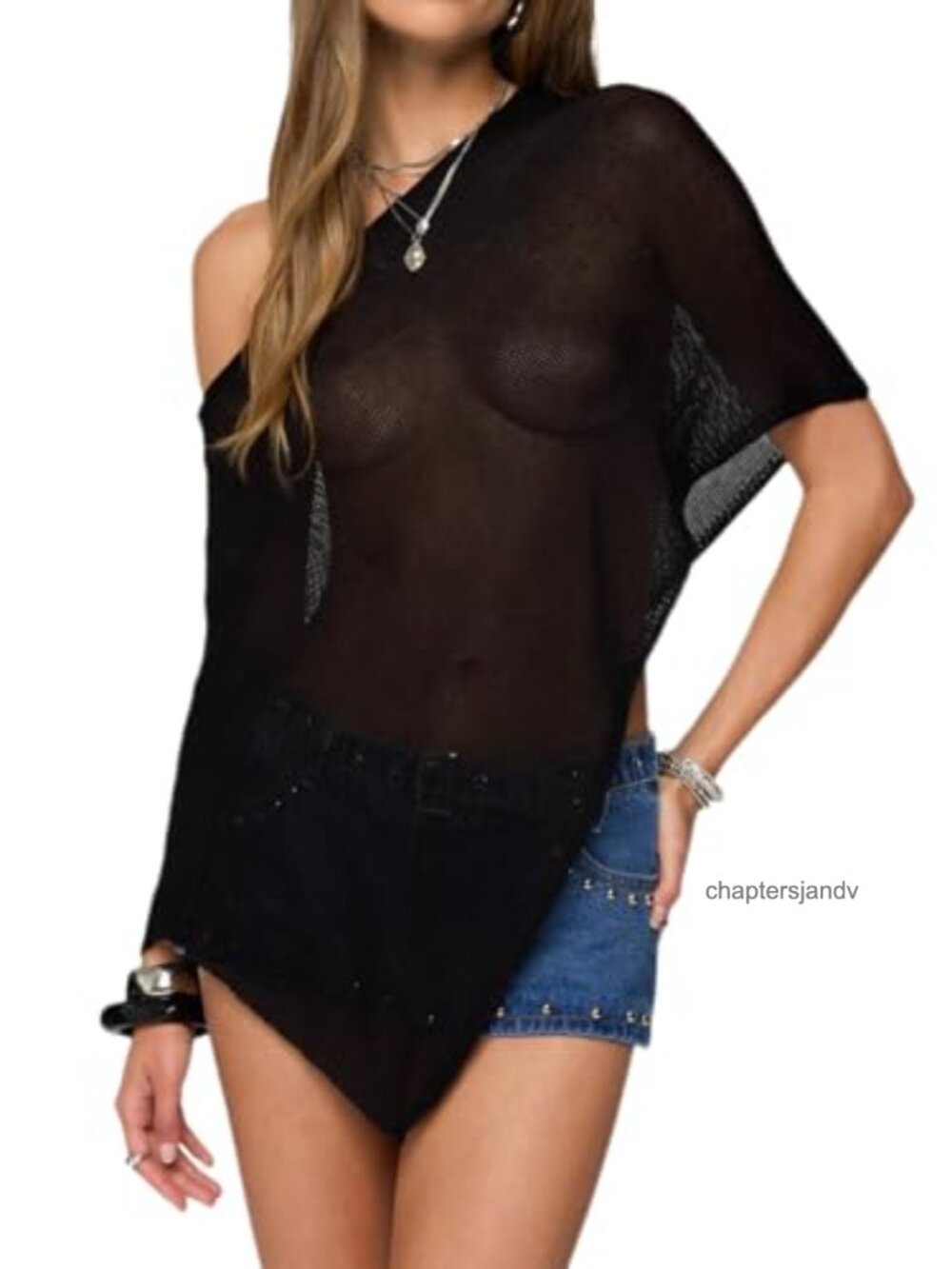 Women's Knit Sheer Poncho Asymmetric Shrug Beach Cover Up Lightweight Off